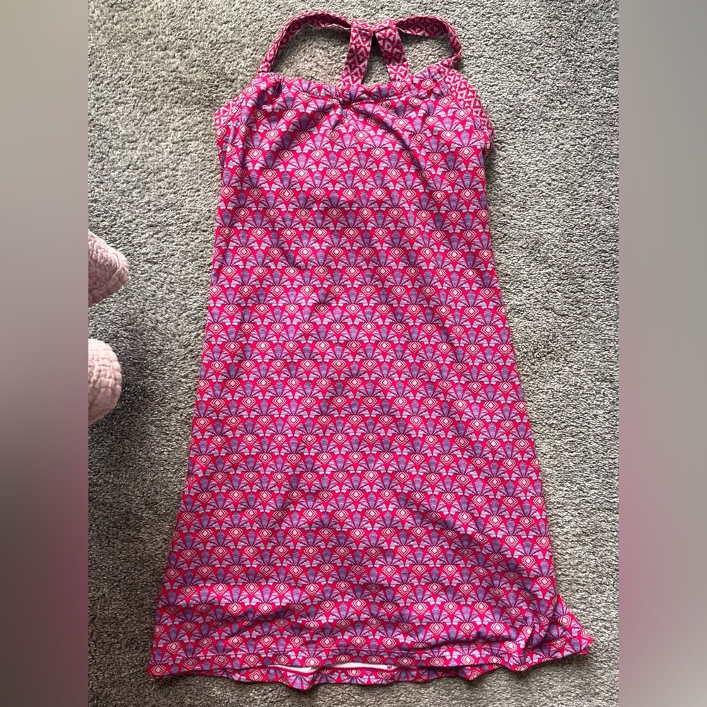 Prana Quinn Dress Geometric Shelf Bra Size XS Cosmo Pink Botanica Barbiecore
